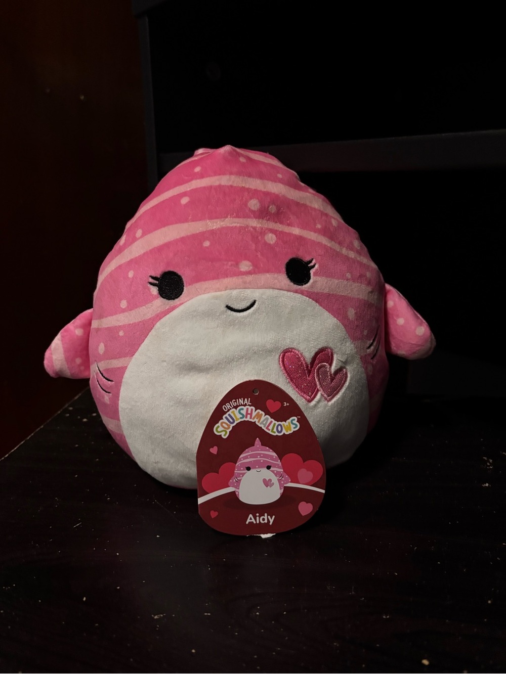 Squishmallows Pink Aidy Heart Embroidered Plush 8”
